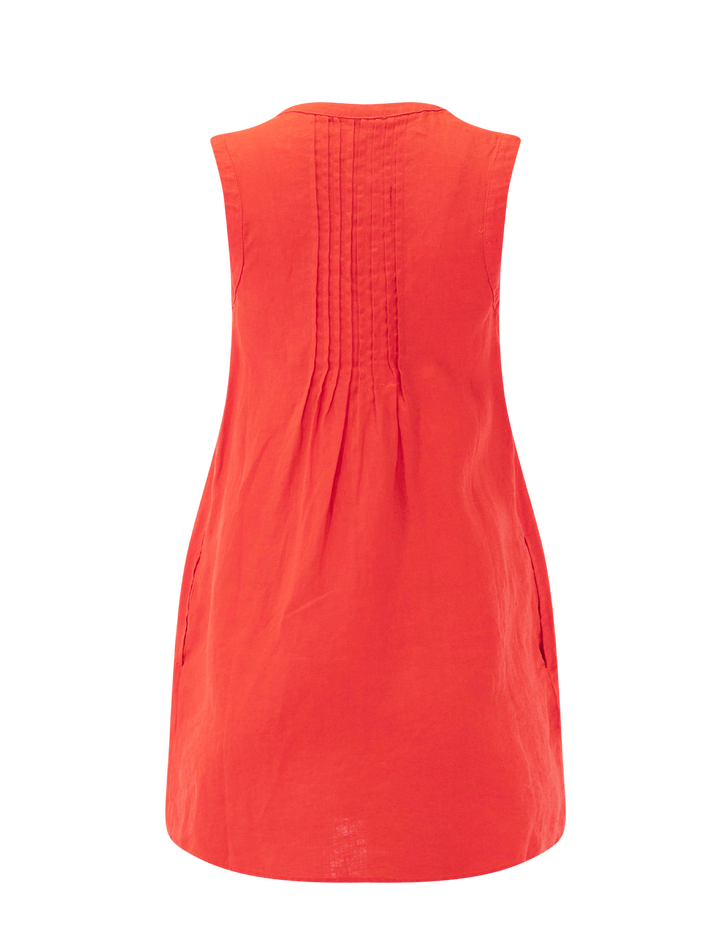 stella linen mini dress in scarlet