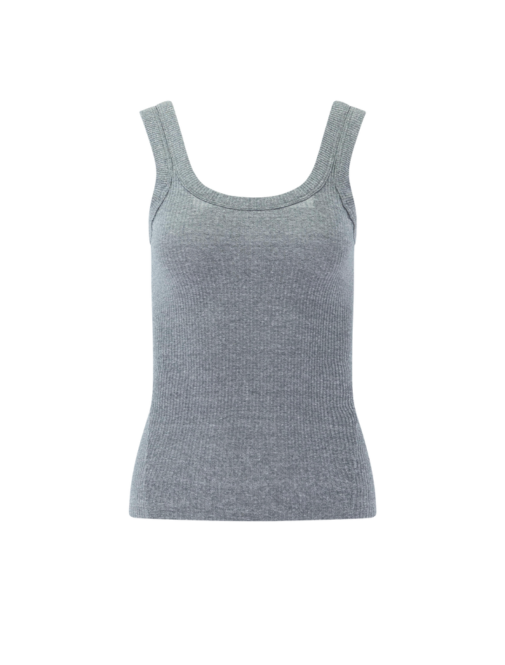 essential rib heather u neck tank in heather grey