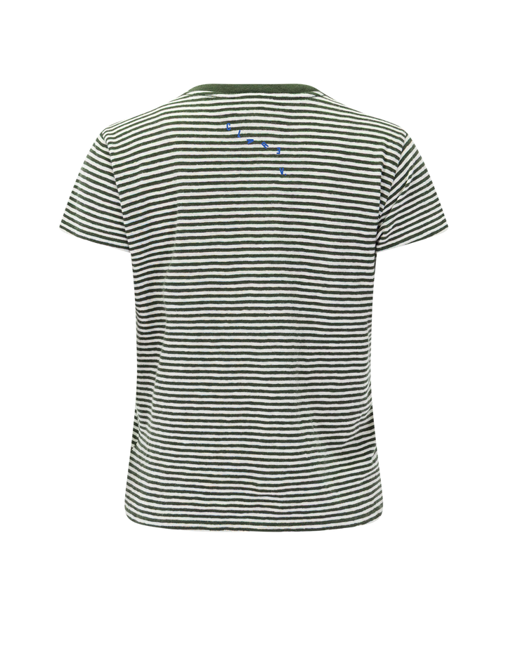 classic oui tee in army green stripe