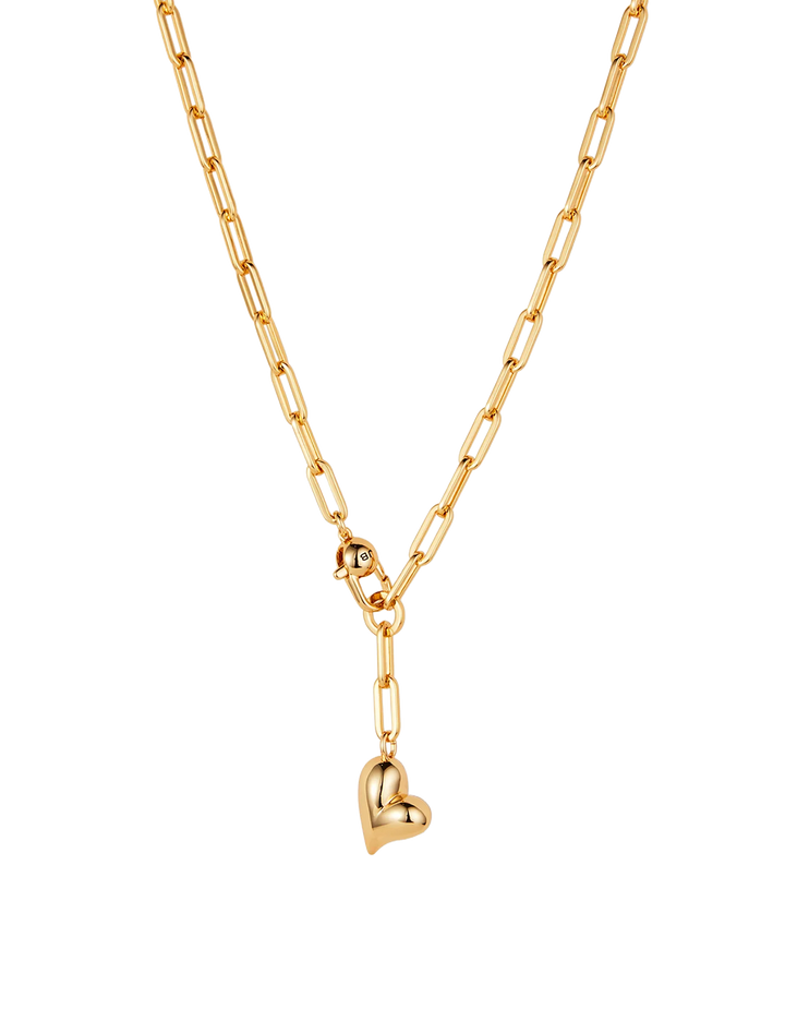puffy heart necklace in gold