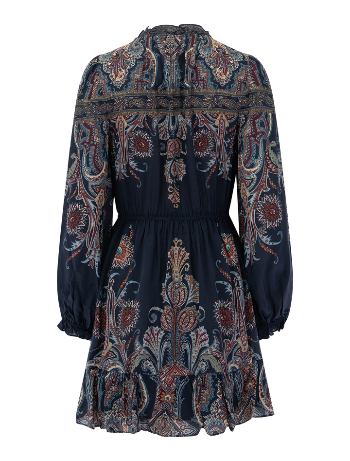 hyacinth print dress in navy