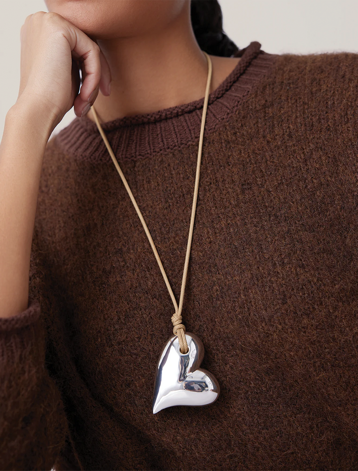 mega art heart on a string necklace