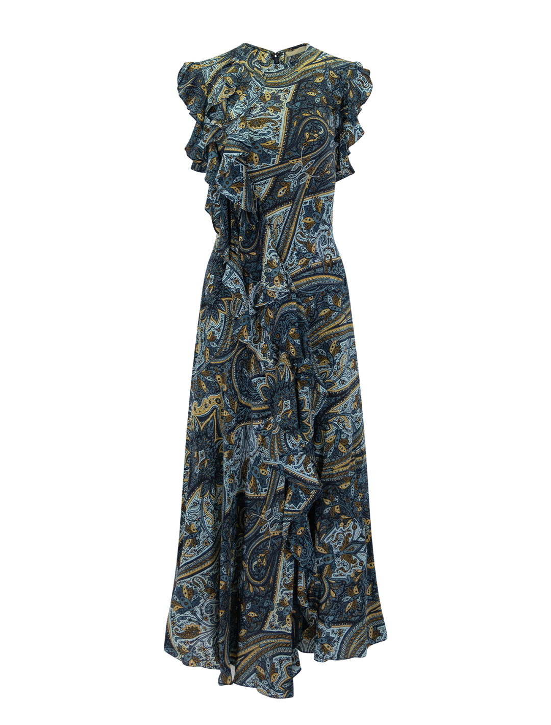 ameline silk dress in prussian print