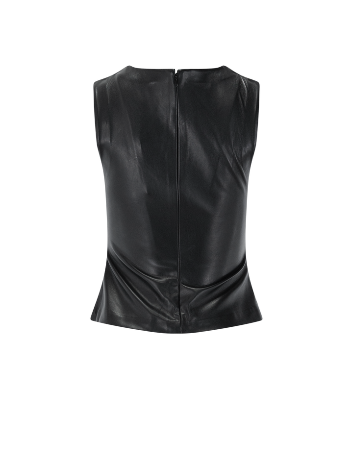the meg vegan leather top in black