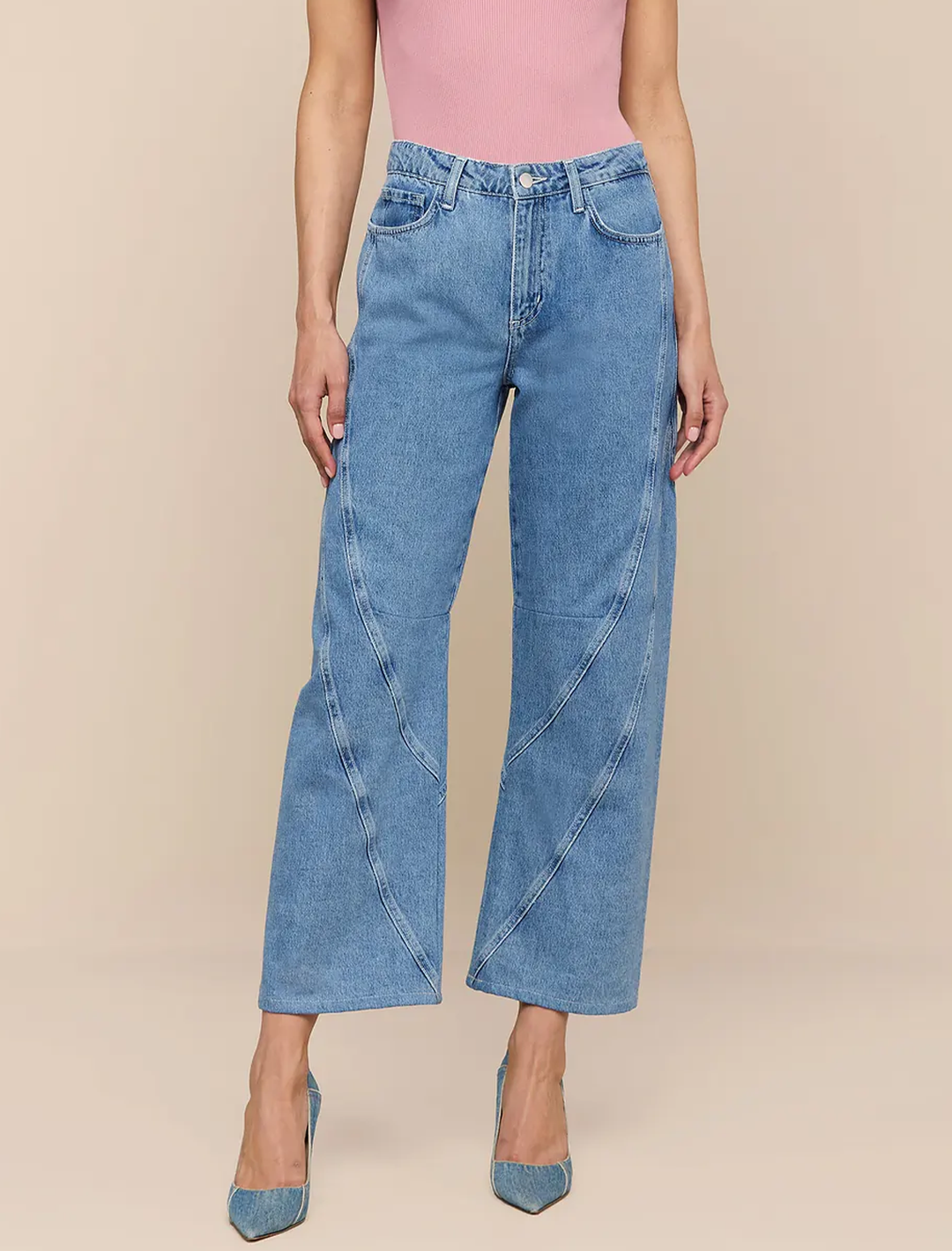 frasier high rise twist seam barrel jean in grantly