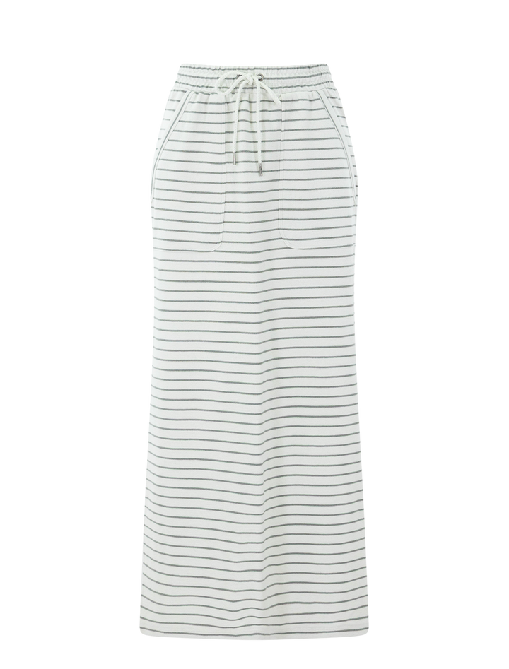 kennedy stripe skirt in pale oak and eucalyptus stripe