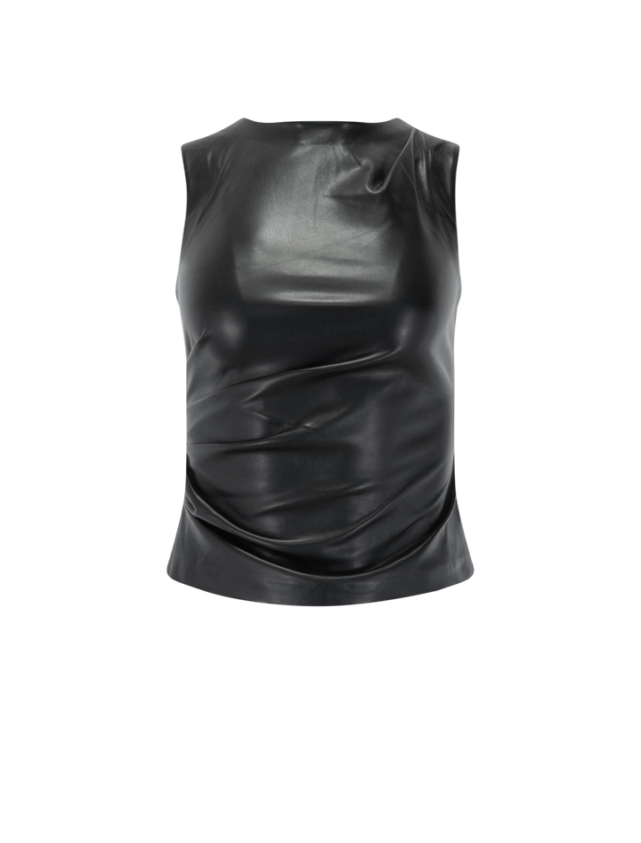 the meg vegan leather top in black
