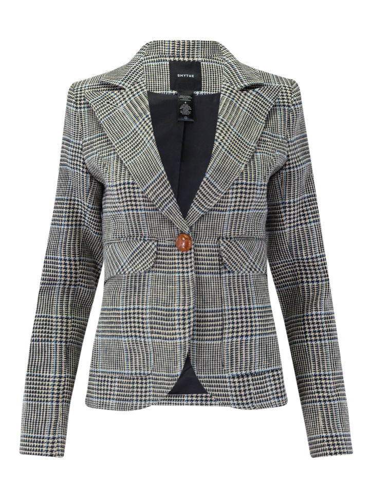 patch pocket one button blazer in classic glen check
