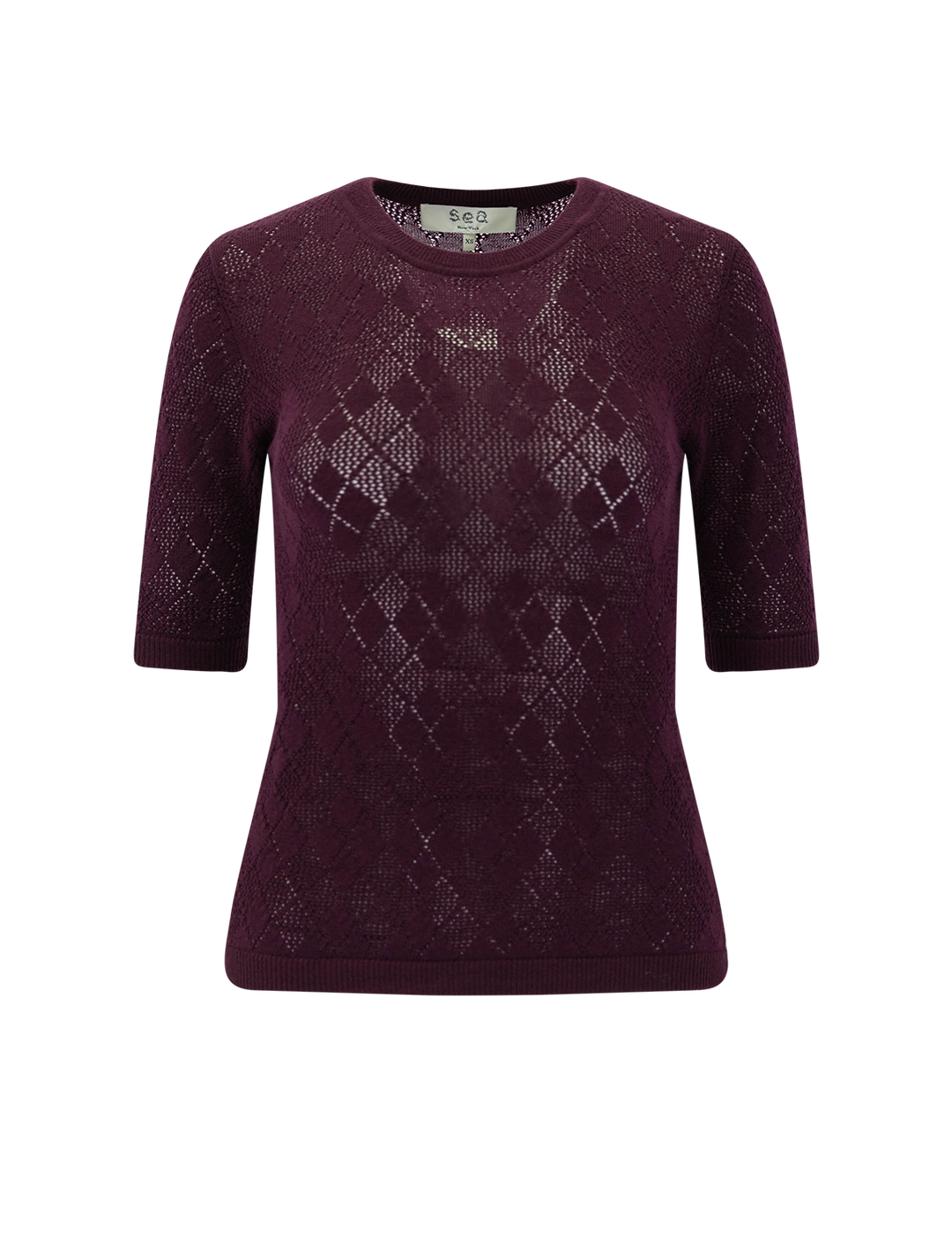 jane argyle sweater tee in burgundy