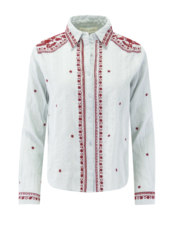 salinger blouse in blue paprika