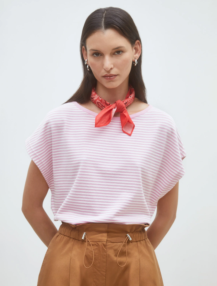 pimoni knit top in rose stripe