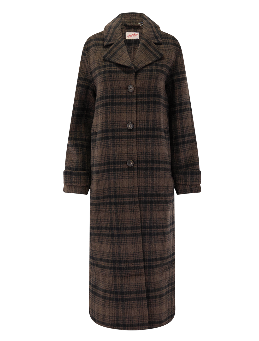 colette wool coat in brown and black plaid