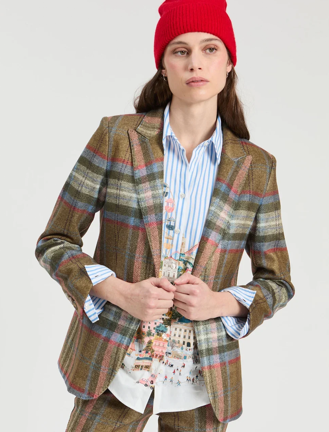 heather blazer in fab plaid