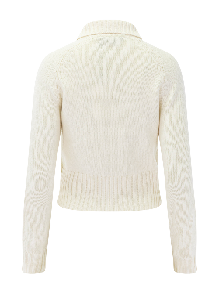 raglan zip cardigan in ivory