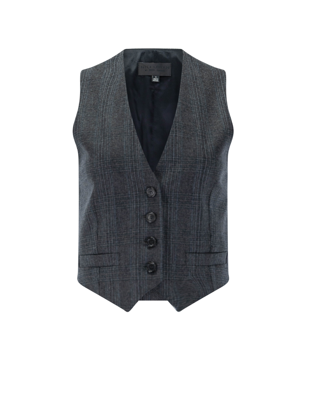 ismael tailored vest in grey and blue check