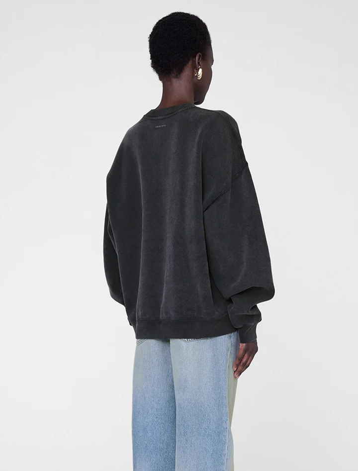 miles sweatshirt in washed black leopard logo
