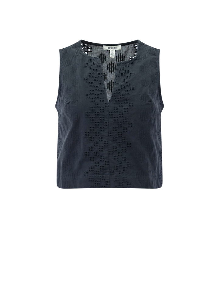 kenzie geo eyelet tank in lead