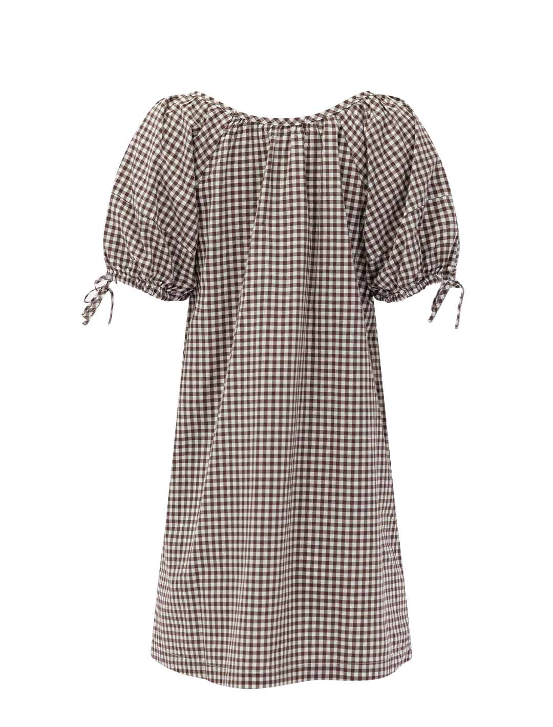 aleca poplin gingham dress in chocolate