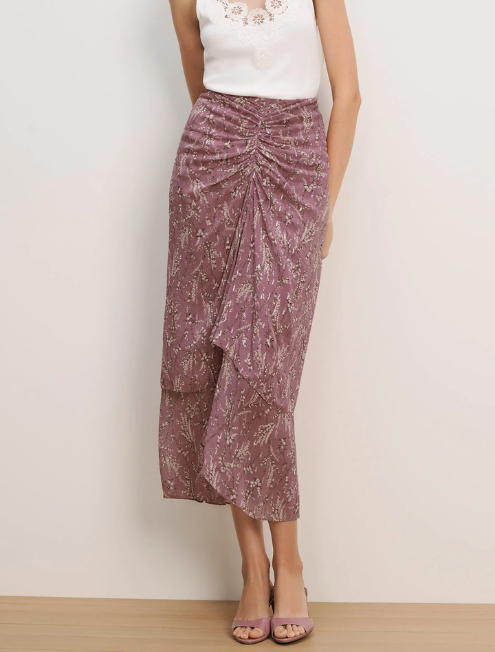 sira skirt in orchid haze print