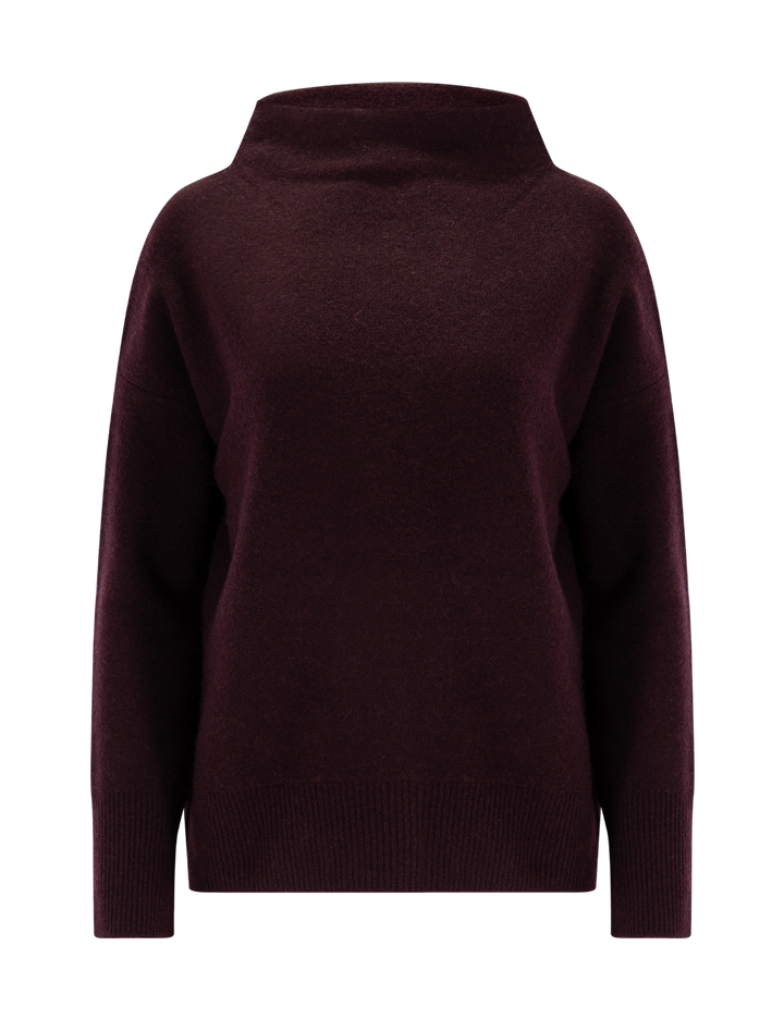 funnel neck pullover in blackberry