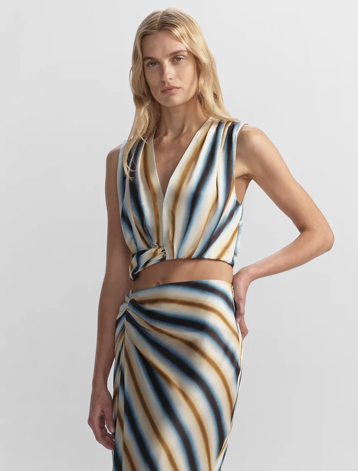 brooklyn top in tahoe blue and chocolate stripe