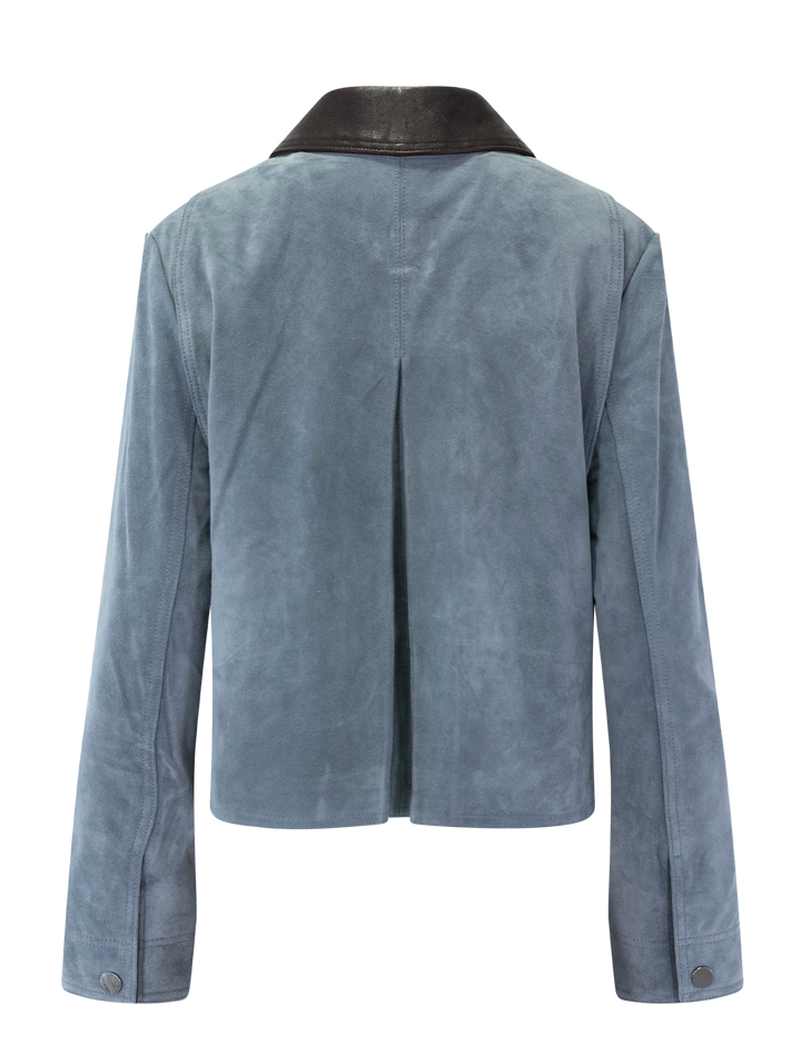 walters cropped barn jacket in blue steel