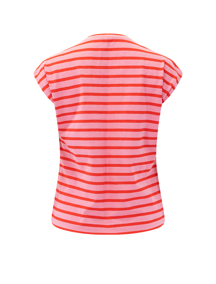 theoxane mariniere tee in pink and red stripe