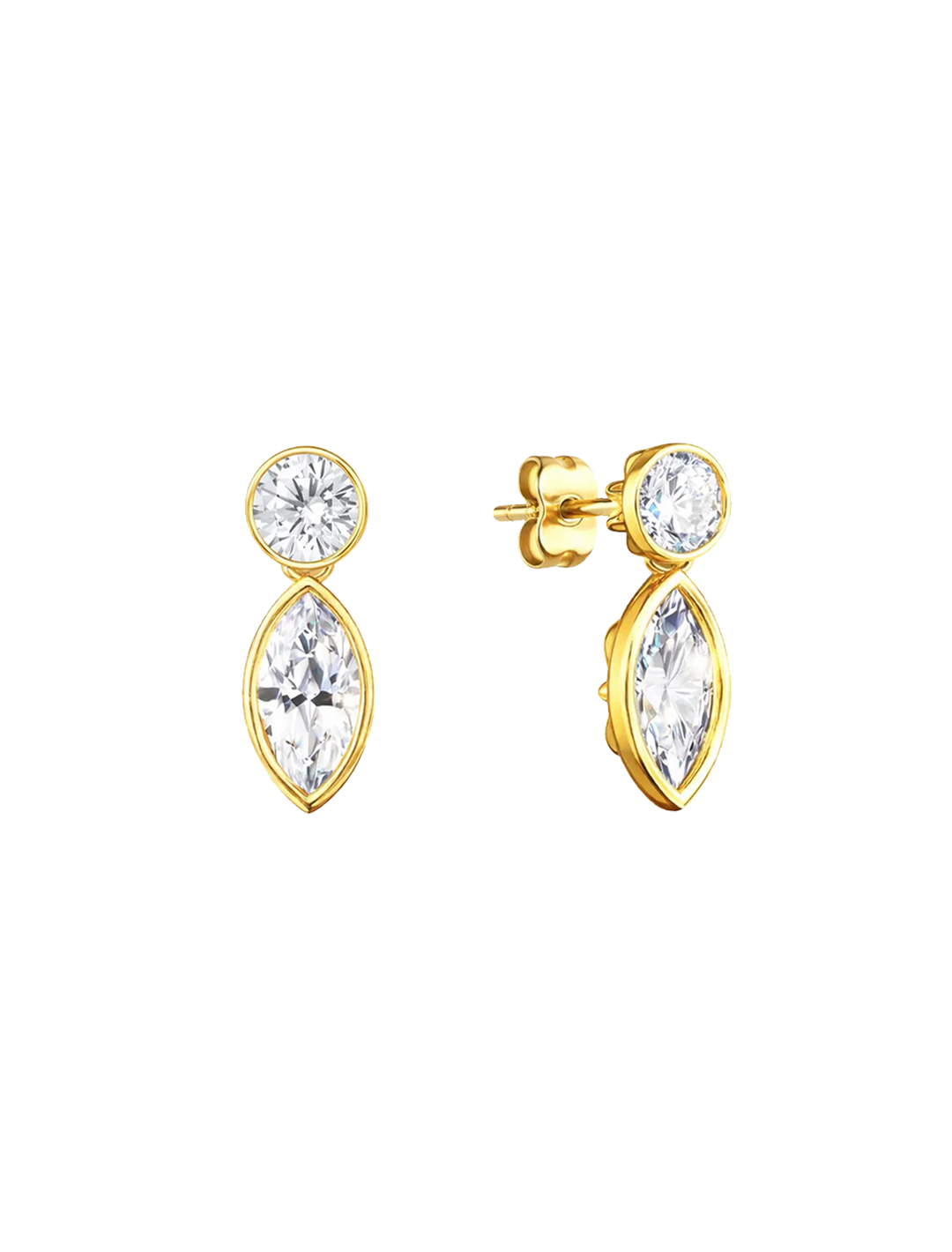bezel cz and marquis double studs