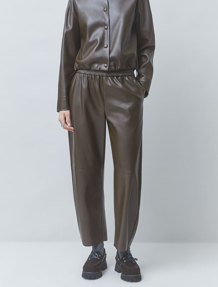 just faux leather pant in kaki
