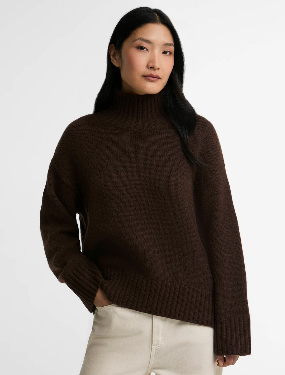 woodhouse cashmere blend funnelneck jumper in rustic