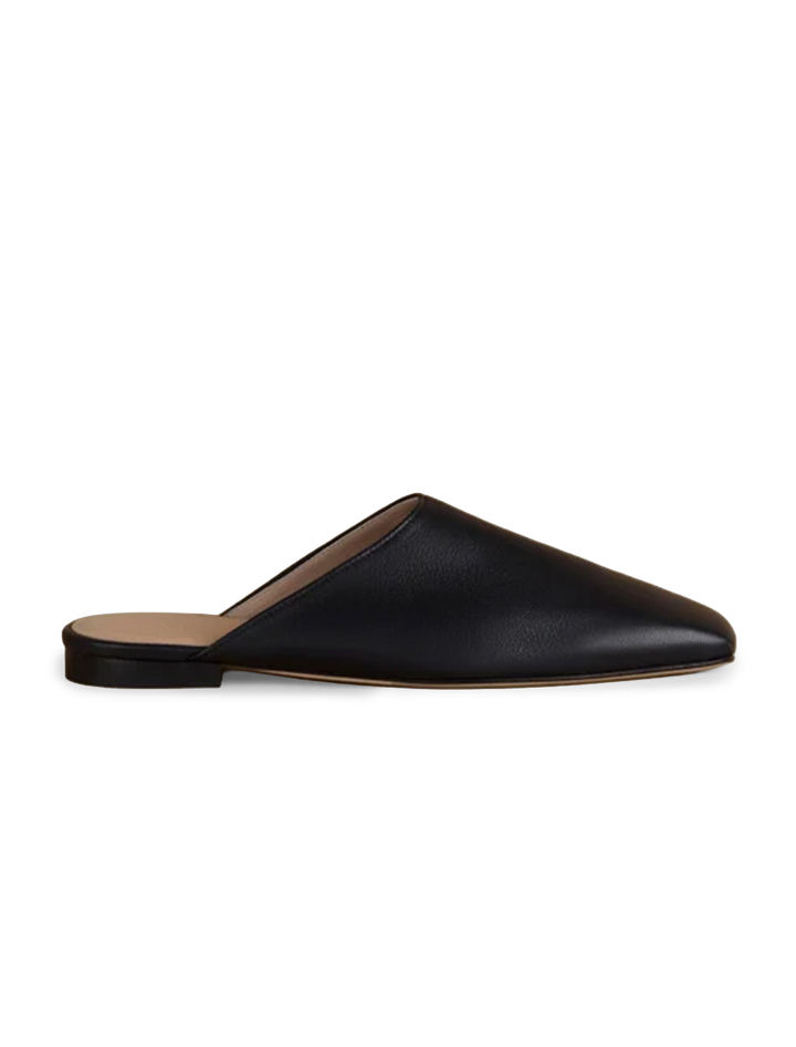 leather miller mule in black