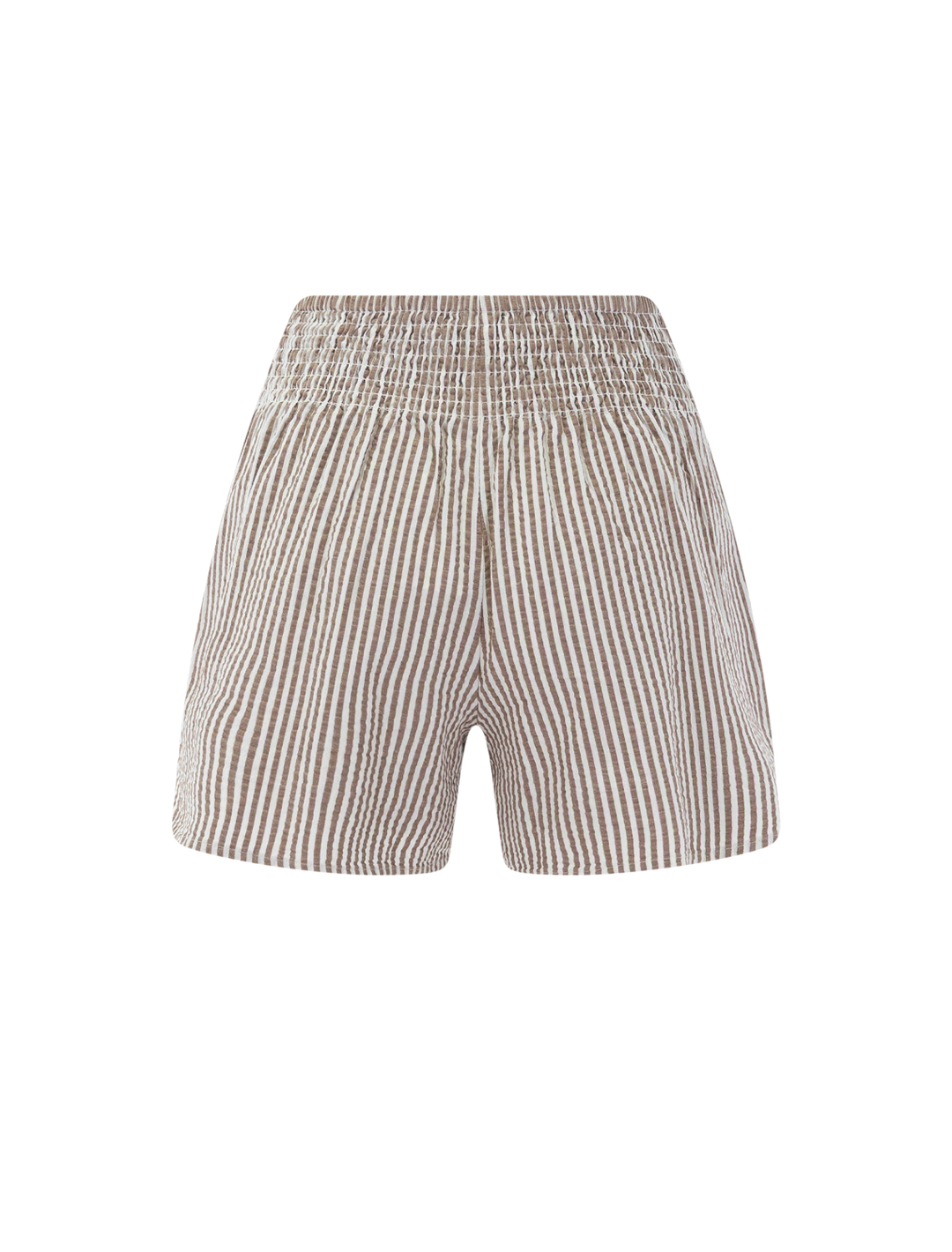 isla seersucker shorts in mocha stripe
