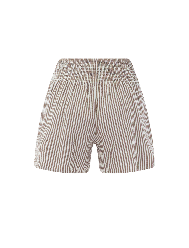 isla seersucker shorts in mocha stripe
