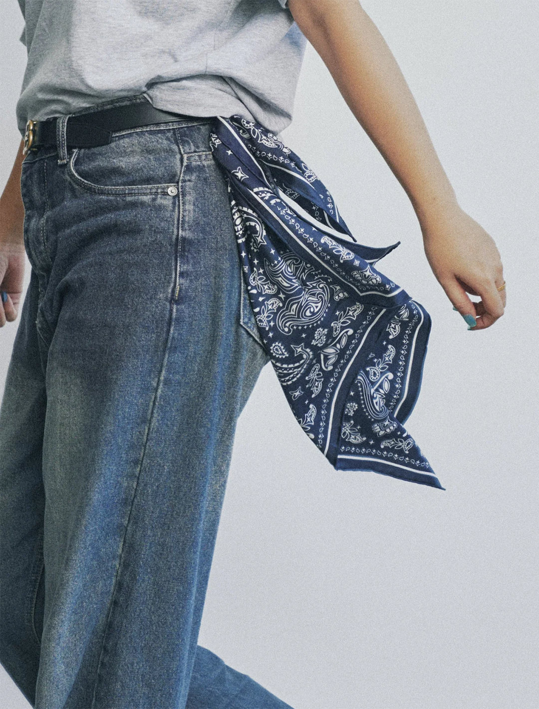 midnight blue silk bandana scarf