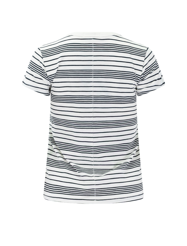 slub stripe tee in ivory and black stripe