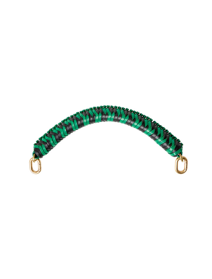 braided top handle in green apple and black