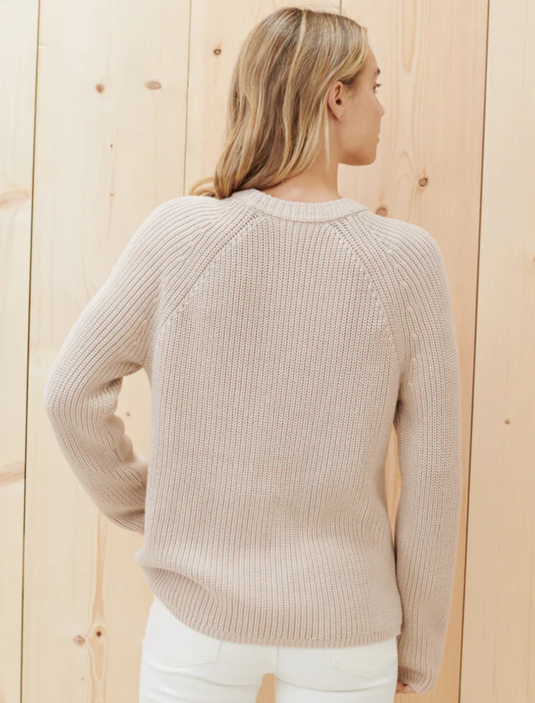 cotton fisherman sweater in oatmeal