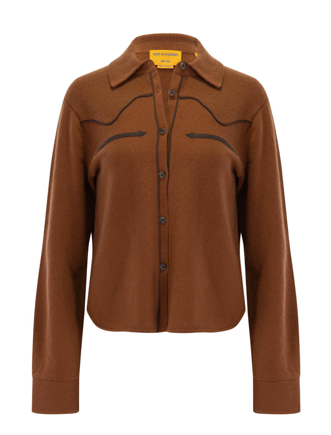 cropped western shirt in burnt sienna
