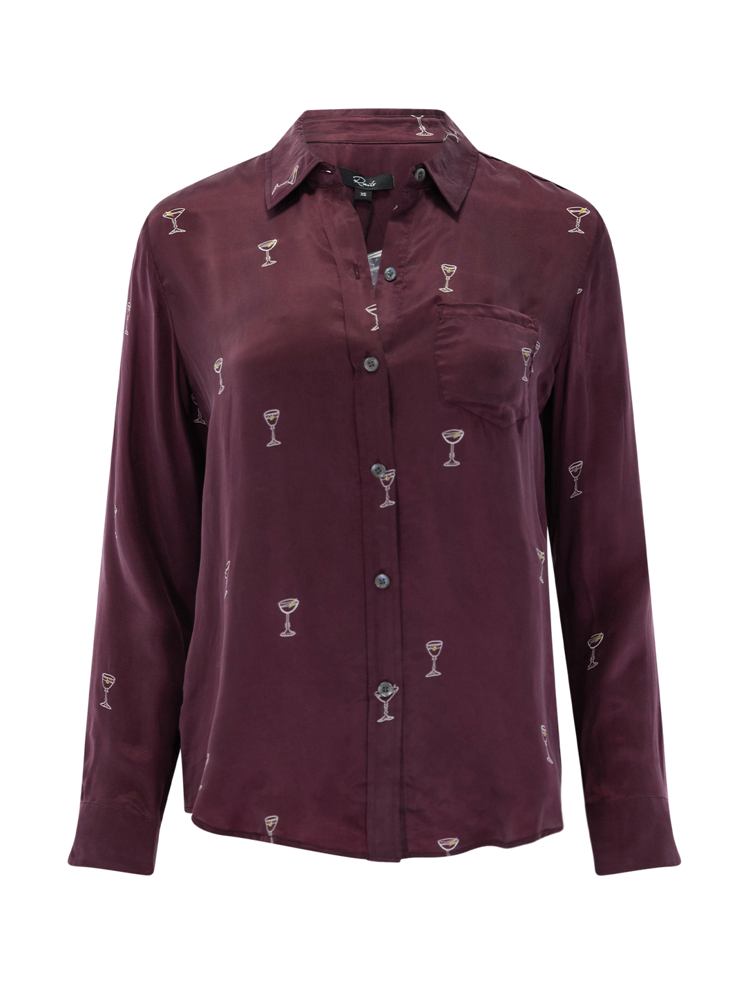 alyssa top in oxblood martini print