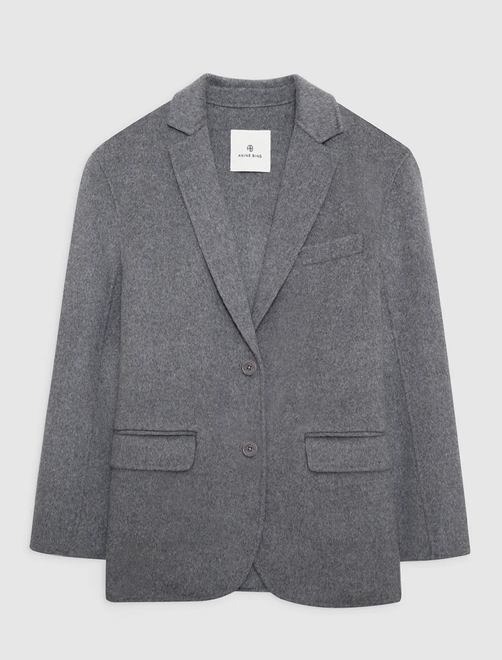 quinn cashmere blend blazer in heather grey