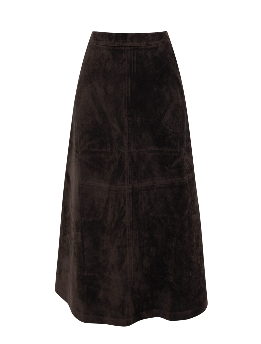 the tavi vegan suede skirt in dark chocolate