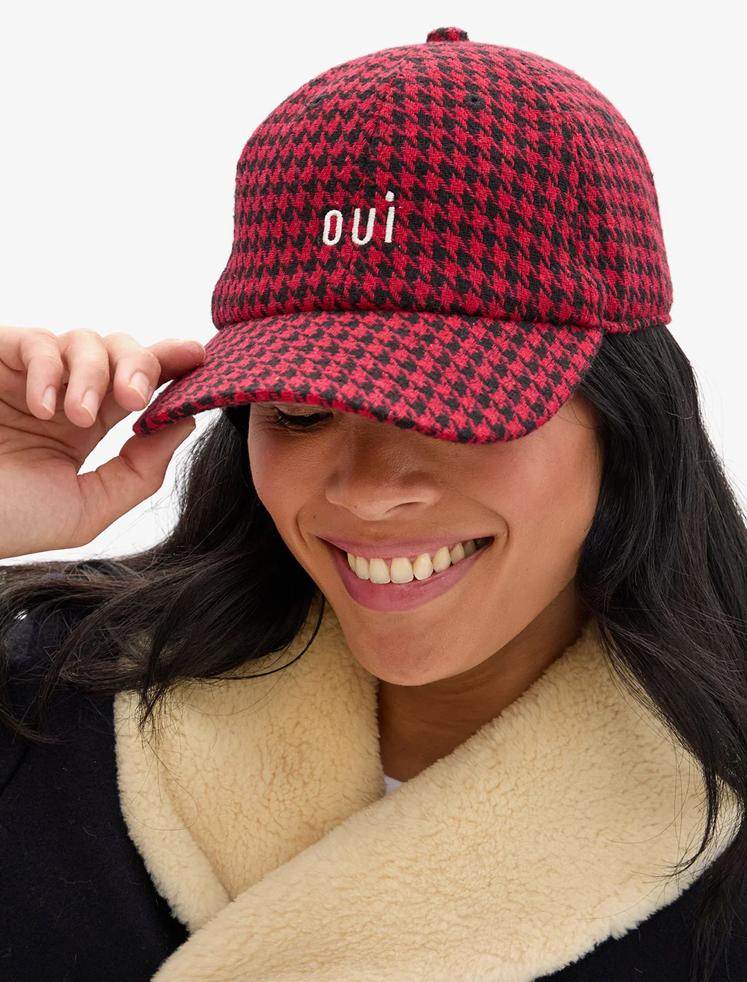 buffalo check oui wool baseball hat