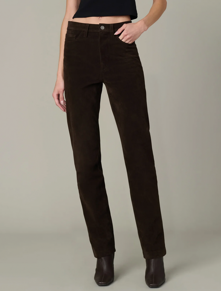 the vegan suede margot slim in dark chocolate