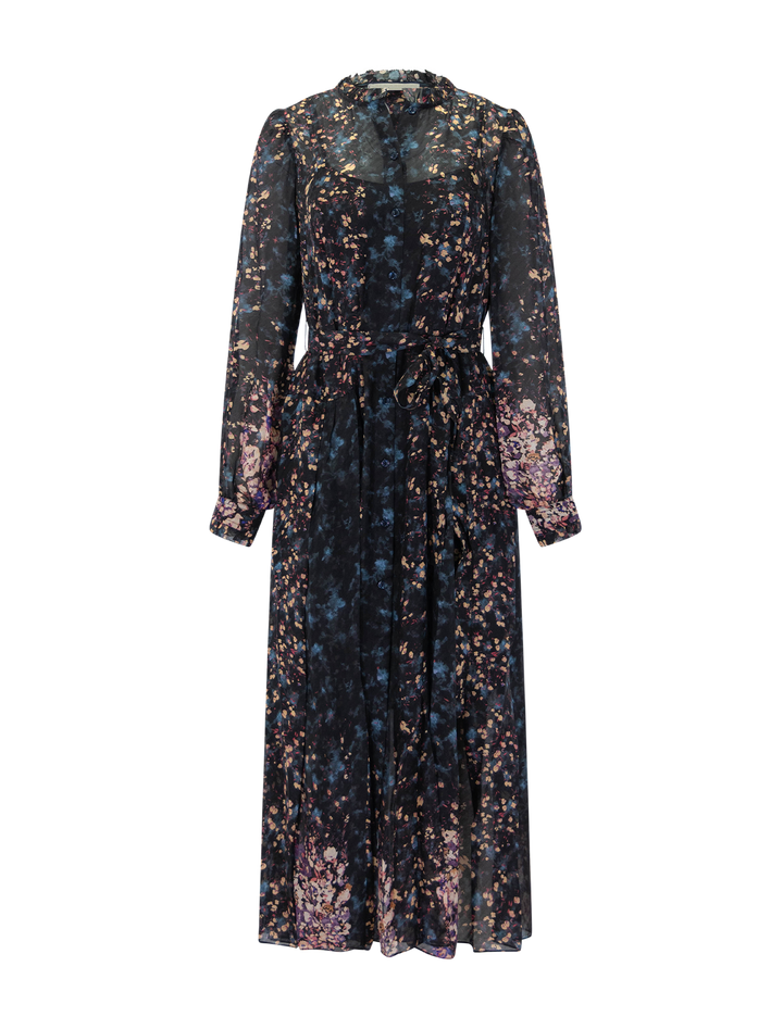 tessa silk dress in eclipse print