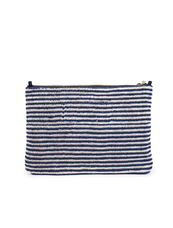 flat clutch with tabs in terry stripe a la plage