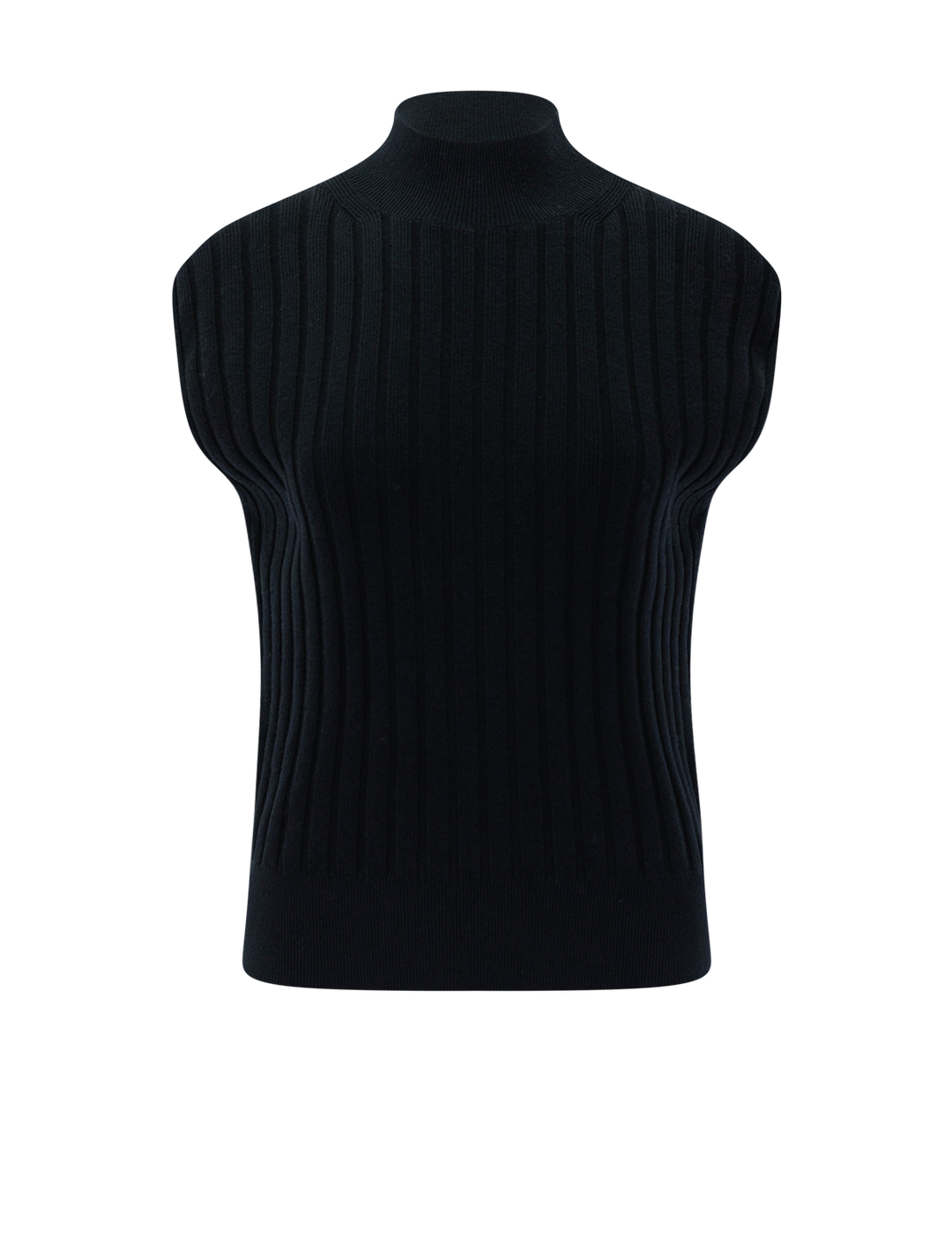 mock neck wedge sweater in black