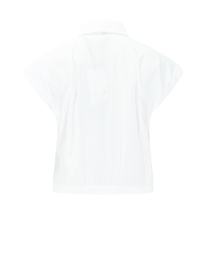 cap sleeve elastic hem shirt in white