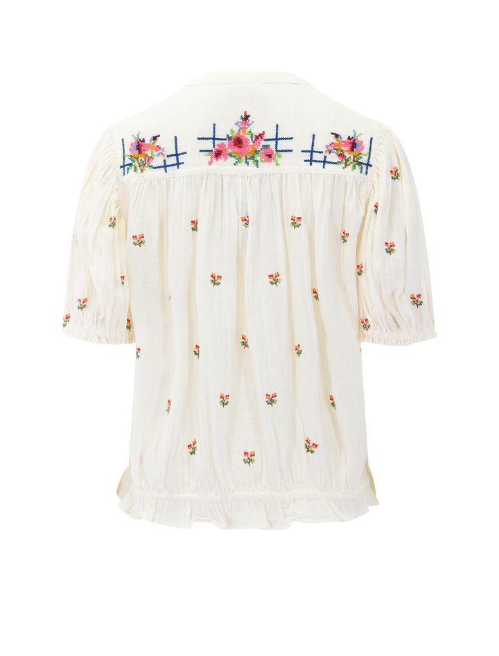 harlie embroidered top in ecru