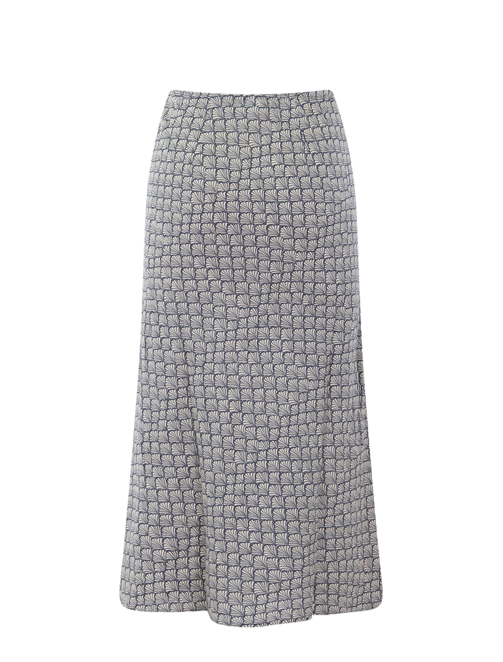 avery hemp midi skirt in navy sea shell