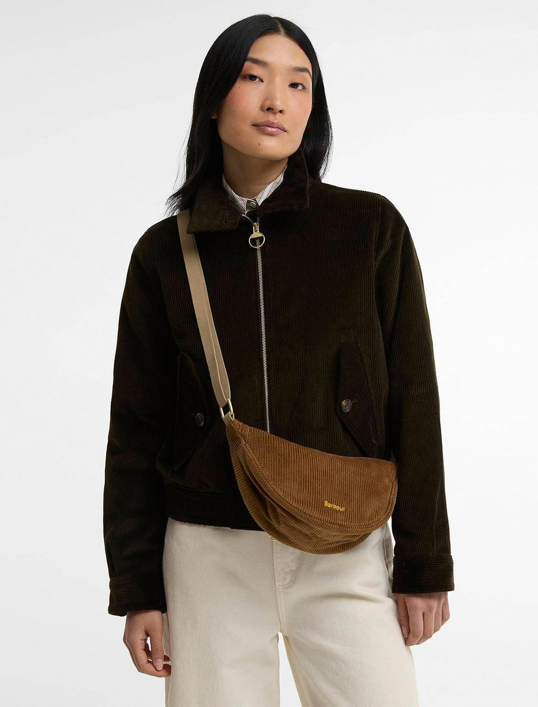 mini mia cord sling bag in brown